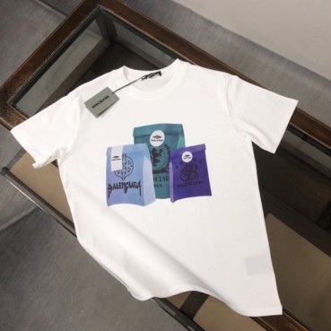 Balenciaga  Mm/Wm Logo Cotton Short Sleeved Tshirts Gray - 발렌시아가 남/녀 로고 코튼 반팔티 Bal01039x Size(m 
