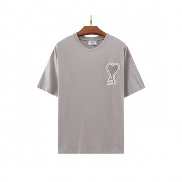 Ami  Mm/Wm Casual Cotton Short Sleeved Tshirt Gray - 아미 2021 남/녀 로고 코튼 캐쥬얼 반팔티 Ami0115x Size(s 