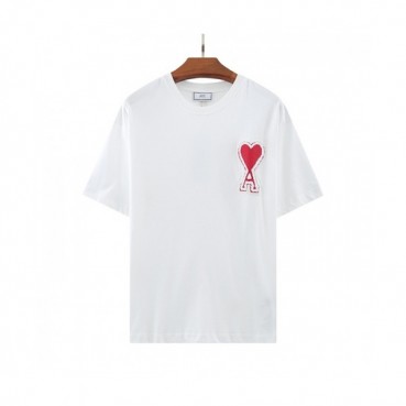 Ami  Mm/Wm Casual Cotton Short Sleeved Tshirt White - 아미 2021 남/녀 로고 코튼 캐쥬얼 반팔티 Ami0112x Size(s 