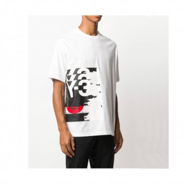 Y-3  Mens Logo Basic Cotton Short Sleeved Tshirts White 