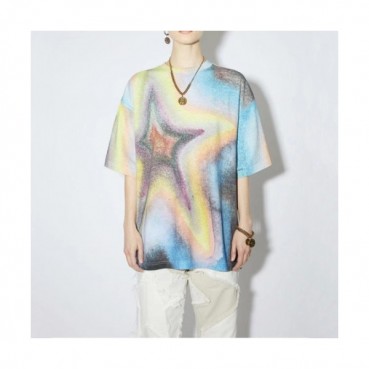 Acne 2021 Studios Mm/Wm Logo Cotton Short Sleeved Tshirts Blue - 아크네 스튜디오 2021 남/녀 로고 코튼 반팔티 Acn0125x Size(xs 