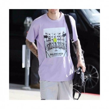 Balenciaga  Mm/Wm Logo Cotton Short Sleeved Tshirts Purple - 발렌시아가 2021 남/녀 로고 코튼 반팔티 Bal01033x Size(s 