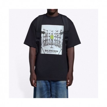 [주문폭주]Balenciaga  Mm/Wm Logo Cotton Short Sleeved Tshirts Black - 발렌시아가 2021 남/녀 로고 코튼 반팔티 Bal01031x Size(s 