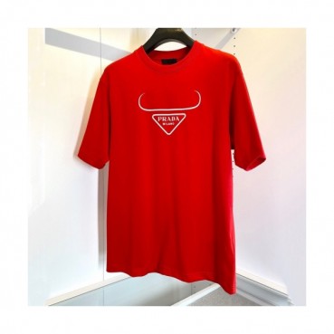 Prada  Mens Basic Logo Short Sleeved Tshirts Red - 프라다 2021 남성 베이직 로고 폴로 반팔티 Pra02254x Size(s 