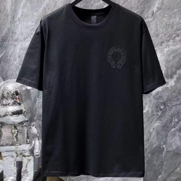 Chrome hearts  Mens Logo Casual Short Sleeved Tshirts Black - 크롬하츠 2024 남성 로고 캐쥬얼 반팔티 Chr0357x Size(s 