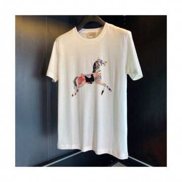 Hermes  Mens Crew-neck Short Sleeved Tshirts White 