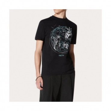 [발렌티노]Valentino  Mens Logo Crew-neck Short Sleeved Tshirts Black 