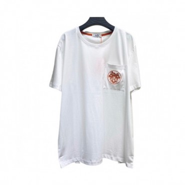 Hermes  Mens Crew-neck Short Sleeved Tshirts White 