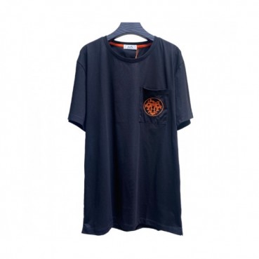 Hermes  Mens Crew-neck Short Sleeved Tshirts Black 