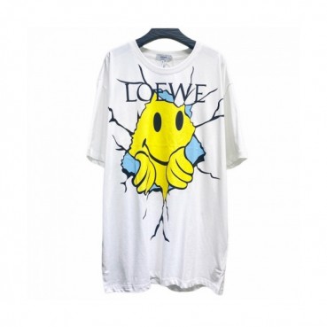 Loewe  Mens Smile Short Sleeved Tshirts White - 로에베 2021 남성 스마일 반팔티 Loe0418x.Size(m 