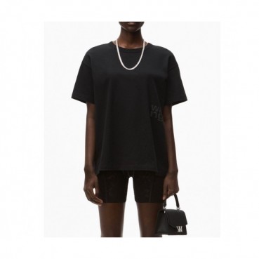 Alexsander Wang Womens Short Sleeved Tshirts Black - 알렉산더왕 2021 여성 로고 반팔티 Alw0164x Size(xs 