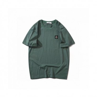 [주문폭주]Stone Island  Mens Crew-neck Cotton Short Sleeved Tshirts Green 