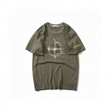 Stone Island  Mens Crew-neck Cotton Short Sleeved Tshirts Khaki 