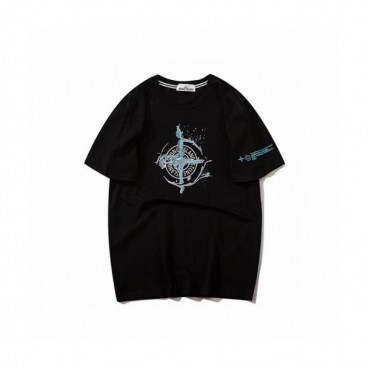Stone Island  Mens Crew-neck Cotton Short Sleeved Tshirts Black 
