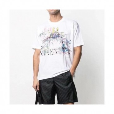 Valentino  Mens Logo Crew-neck Short Sleeved Tshirts White 