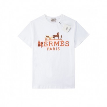 [에르메스]Hermes 2021 Mens Crew-neck Short Sleeved Tshirts White 