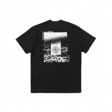Stone Island  Mens Crew-neck Cotton Short Sleeved Tshirts Black 