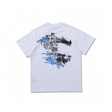 Stone Island  Mens Crew-neck Cotton Short Sleeved Tshirts White 