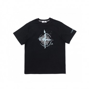 Stone Island  Mens Crew-neck Cotton Short Sleeved Tshirts Black 