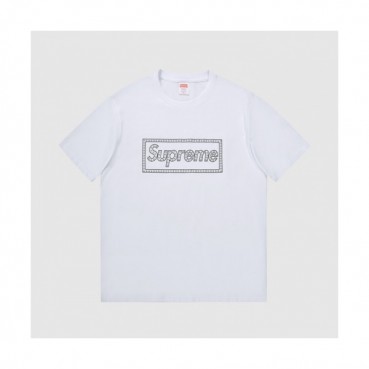 Supreme  Mens Logo Cotton Short Sleeved Tshirts White - 슈프림 2021 남성 로고 코튼 반팔티 Sup0120x Size(s 