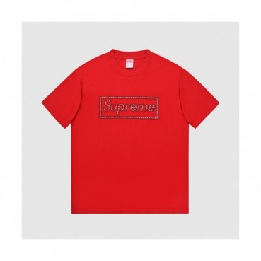 Supreme  Mens Logo Cotton Short Sleeved Tshirts Red - 슈프림 2021 남성 로고 코튼 반팔티 Sup0119x Size(s 