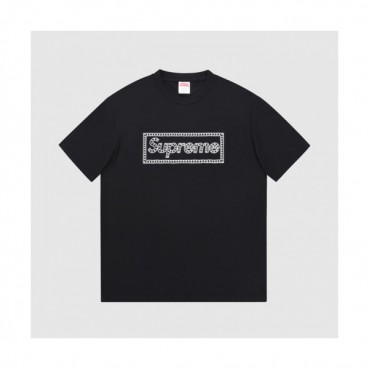 [굿템]Supreme  Mens Logo Cotton Short Sleeved Tshirts Black - 슈프림 2021 남성 로고 코튼 반팔티 Sup0118x Size(s 