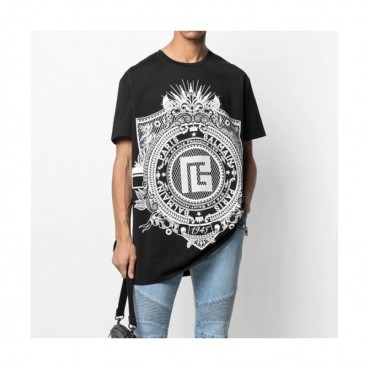 Balmain  Mens Logo Cotton Short Sleeved Tshirs Black - 발망 2021 남성 로고 코튼 반팔티 Bam0134x Size(m 