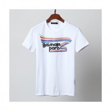 Balmain  Mens Logo Cotton Short Sleeved Tshirs White - 발망 2021 남성 로고 코튼 반팔티 Bam0132x Size(m 