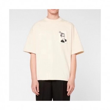 Ami  Mm/Wm Casual Cotton Short Sleeved Tshirt Ivory - 아미 2021 남/녀 로고 코튼 캐쥬얼 반팔티 Ami0108x Size(s 