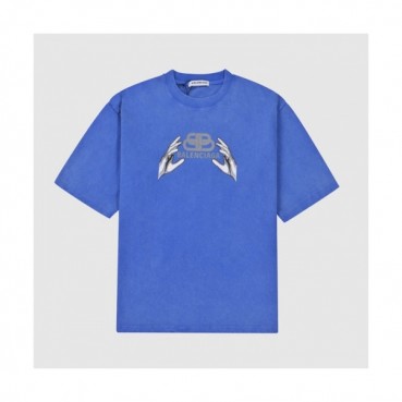 Balenciaga  Mm/Wm Logo Cotton Short Sleeved Tshirts Blue - 발렌시아가 2021 남/녀 로고 코튼 반팔티 Bal01015x Size(xs 