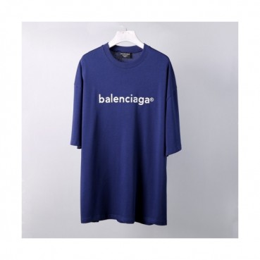Balenciaga  Mm/Wm Logo Cotton Short Sleeved Tshirts Blue - 발렌시아가 2021 남/녀 로고 코튼 반팔티 Bal01012x Size(xs 