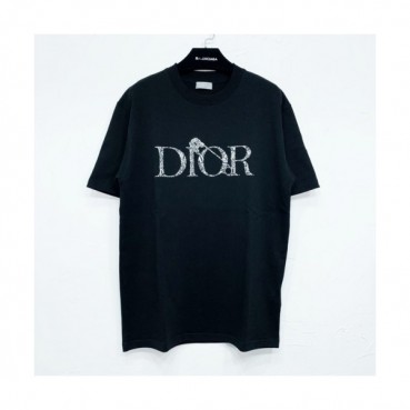 Dior  Mm/Wm Casual Crew-neck Short Sleeved Tshirts Black 