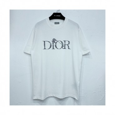 Dior  Mm/Wm Casual Crew-neck Short Sleeved Tshirts White 