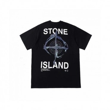 Stone Island 2021 Mens Crew-neck Cotton Short Sleeved Tshirts Black 