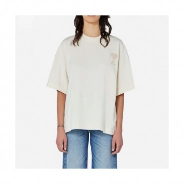 Ami 2021 Mm/Wm 'Ami de Coeur' Casual Cotton Short Sleeved Tshirt Ivory - 아미 2021 남/녀 로고 코튼 캐쥬얼 반팔티 Ami0106x Size(s 