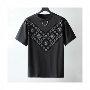 Louis vuitton  Mens Logo Short Sleeved Tshirts black - 루이비통 2021 남성 로고 반팔티 Lou02769x Size(m 