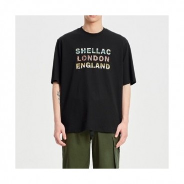 Shellac Mens Black Tshirts - 셸락 2021 남성 캐쥬얼 반팔티 She31x