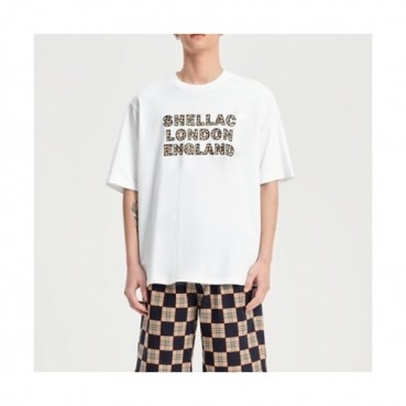 Shellac Mens White Tshirts - 셸락 2021 남성 로고 캐쥬얼 반팔티 She30x