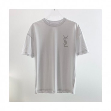 Saint Laurent 2021 Mens Logo Cotton Short Sleeved Tshirs - 입생로랑 2021 남성 로고 코튼 반팔티 Ysl0112x.Size(s 