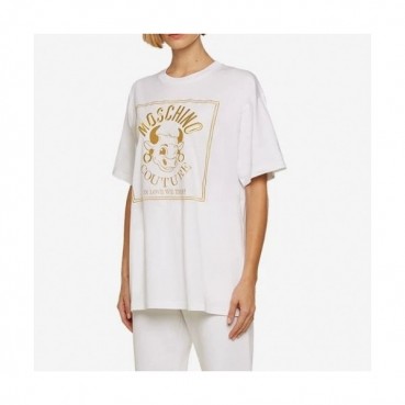 [모스키노]Moschino 2021 Mm/Wm Logo Cotton Short Sleeved Tshirts - 모스키노 2021 남/녀 로고 코튼 반팔티 Mos0133x.Size(s 