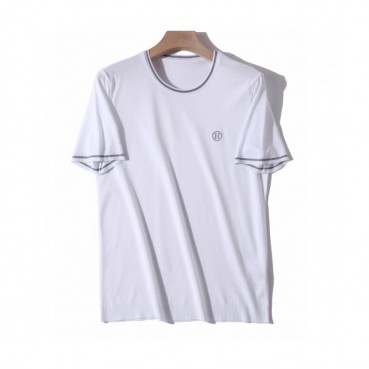 Hermes 2020 Mens Crew-neck Silket Short Sleeved Tshirts 