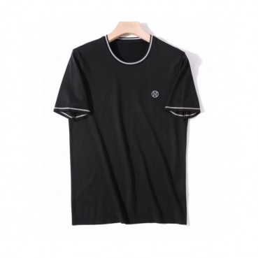 Hermes 2020 Mens Crew-neck Silket Short Sleeved Tshirts 