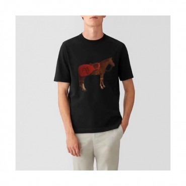 Hermes 2020 Mens Crew-neck Silket Short Sleeved Tshirts 