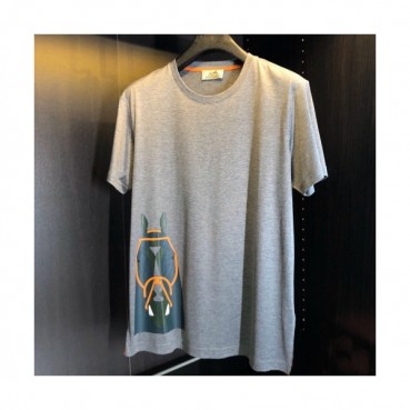 Hermes 2020 Mens Crew-neck Silket Short Sleeved Tshirts 