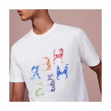 Hermes 2020 Mens Crew-neck Silket Short Sleeved Tshirts 