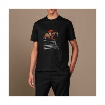 Hermes 2020 Mens Crew-neck Silket Short Sleeved Tshirts 