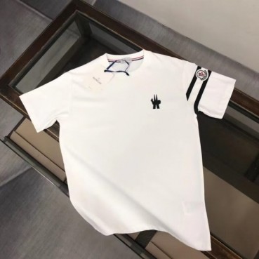 Moncler 2023 Mens Logo Silket Crew-neck Short Sleeved Tshirts 