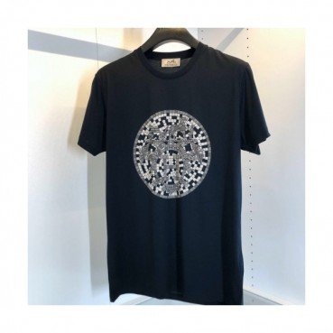 Hermes 2020 Mens Crew-neck Silket Short Sleeved Tshirts 