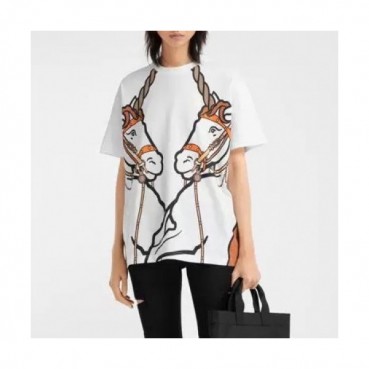 [버버리]Burberry 2020 Womens Logo Crew-neck Cotton Short Sleeved Tshirts 