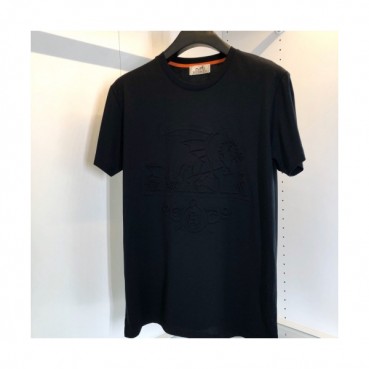 Hermes 2020 Mens Crew-neck Silket Short Sleeved Tshirts 
